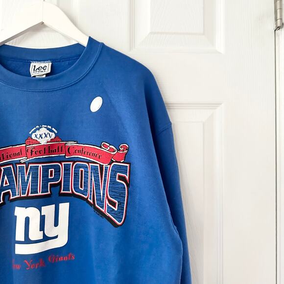 Lee Vintage Blue New York Giants NFC NFL Champion 2001 Sweatshirt W/ Sticker - Picture 5 of 11